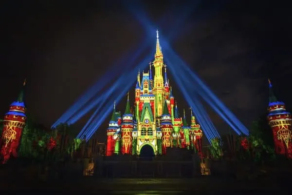 Holiday projections on Cinderella Castle
