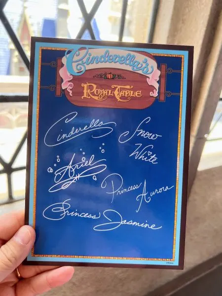 cinderella's royal table autograph card