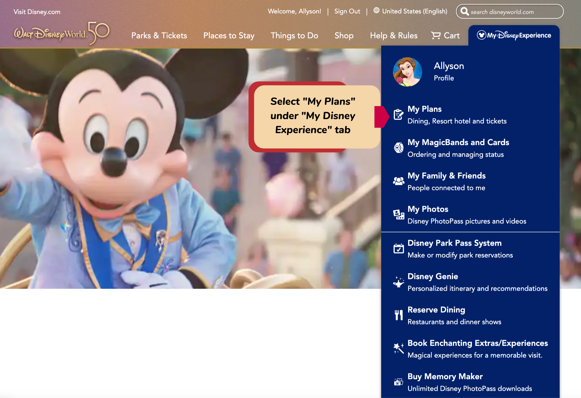 modify resort reservation in my disney experience