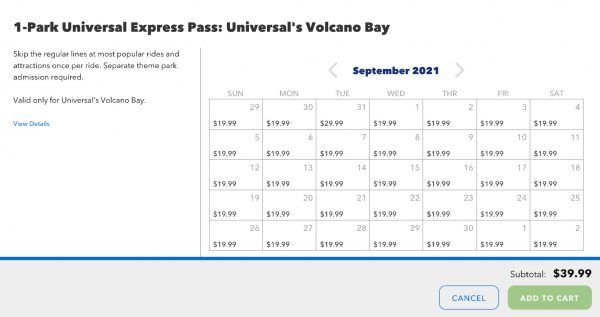 volcano bay express pass pricing calendar