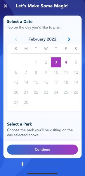 disneyland genie+ valid calendar dates in purple