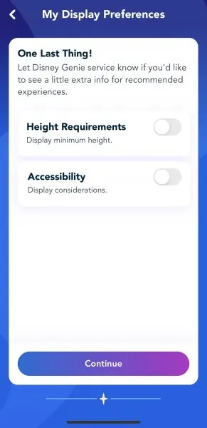 disneyland app height and accessibility display preferences disney genie