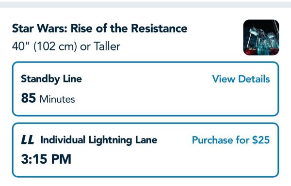 star wars rise of the resistance individual lightning lane price increase