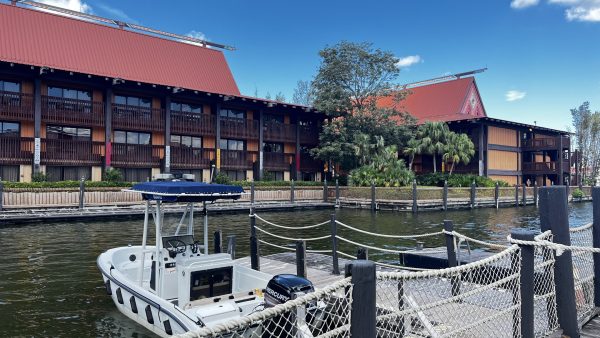 polynesian building and boat marina