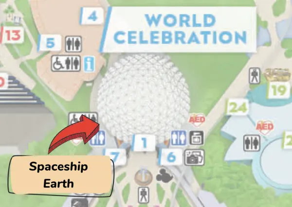 spaceship earth map location