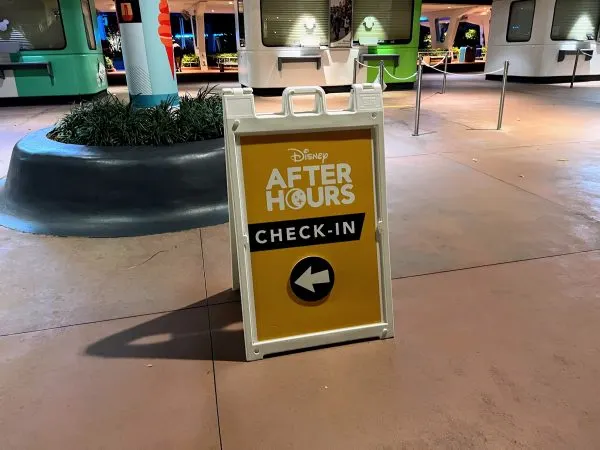 disney after hours check in sign at epcot
