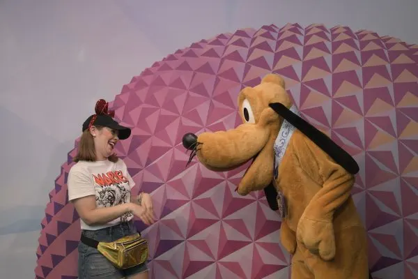 allison in fanny pack with pluto