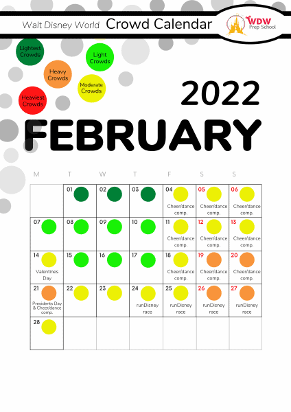 February 2022 Disney World Crowd Calendar
