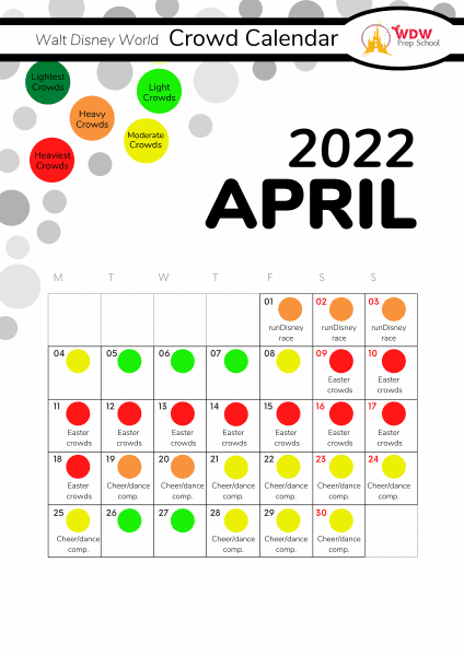 April 2022 Disney World Crowd Calendar