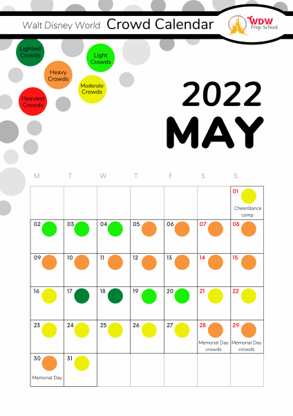 May 2022 Disney World Crowd Calendar