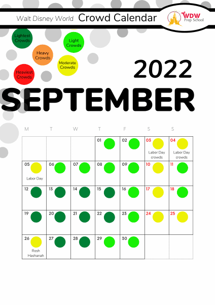 September 2022 Disney World Crowd Calendar