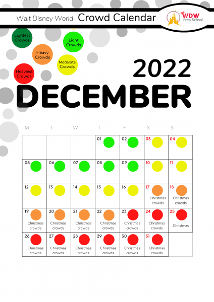 December 2022 Disney World Crowd Calendar