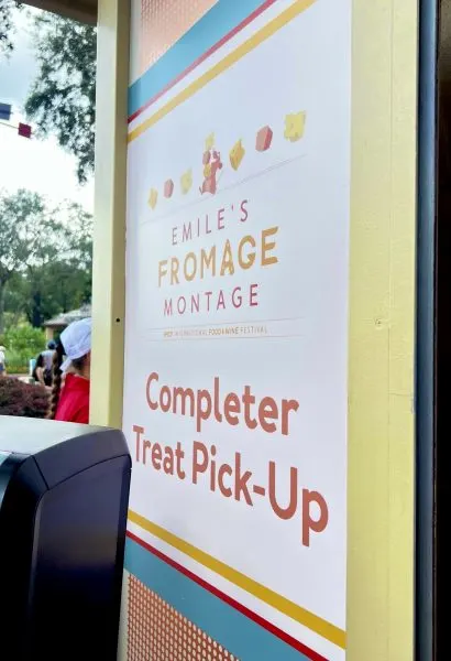 emile's fromage montage completer treat pick up sign - epcot food and wine 2023