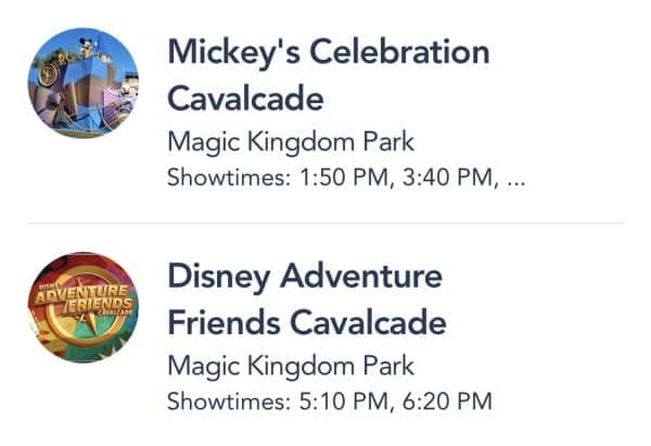 magic kingdom cavalcade schedule