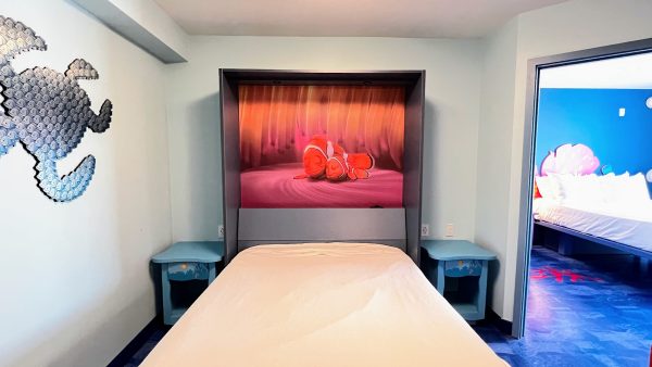 pull down table bed in finding nemo suite at art of animation