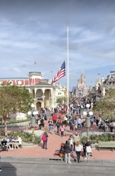 flag pole on main street in magic kingdom