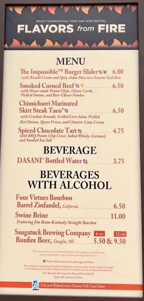 flavors from fire menu - epcot food and wine 2023