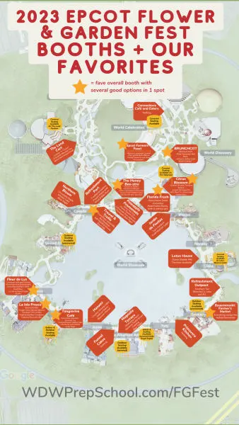 2023 epcot flower and garden map with favorites