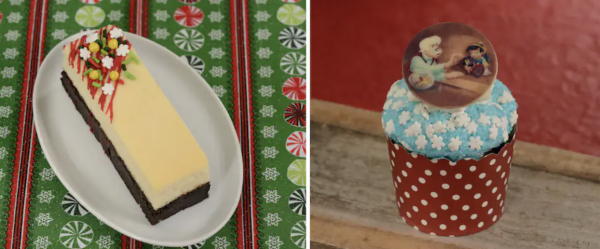 peppermint brownie cheesecake and hot cocoa cupcake