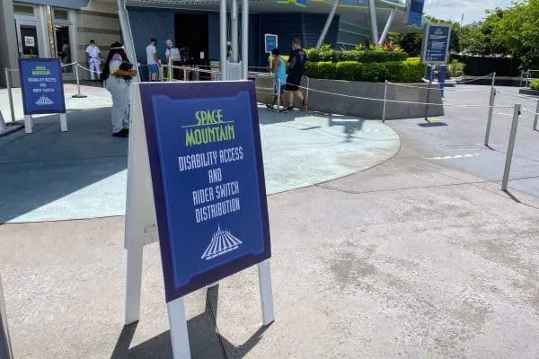 Space Mountain Disability Access sign