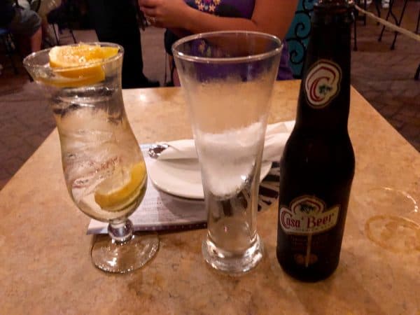 white sangra and casa beer at spice road table