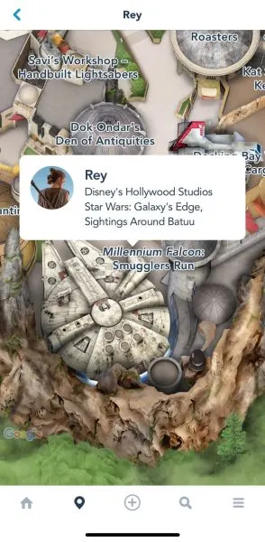 rey galaxy's edge appearance my disney experience app