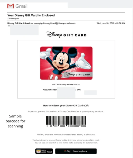 Disney gift card email