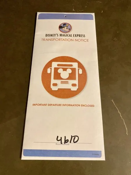 Magical Express departure notice
