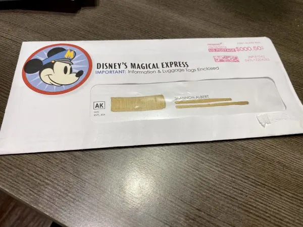 Magical Express package envelope