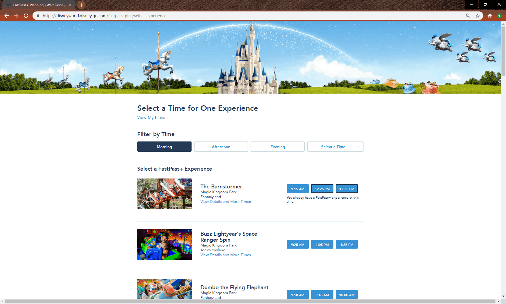 FastPass+ select attraction