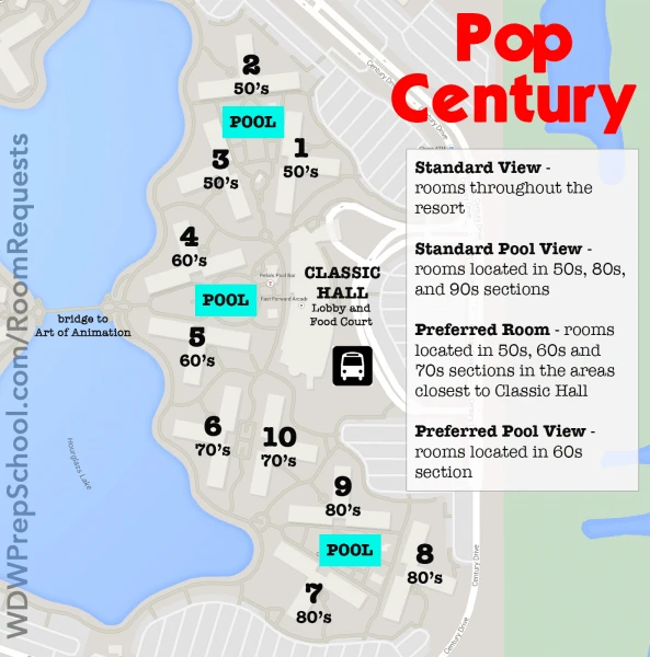 pop century map walt disney world