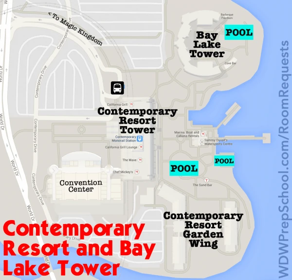 contemporary resort and bay lake tower map walt disney world
