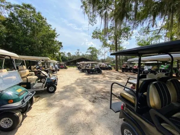 Golf carts parked