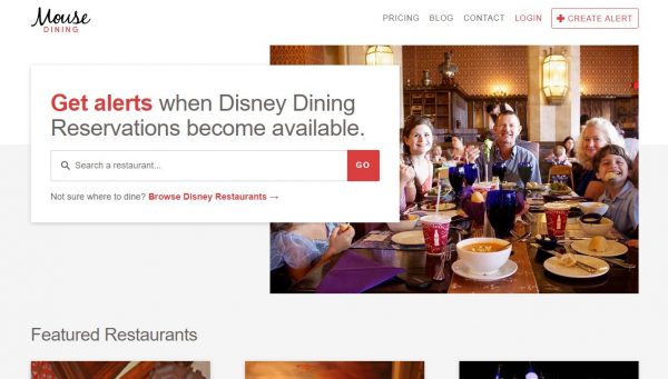 MouseDining screenshot of home page