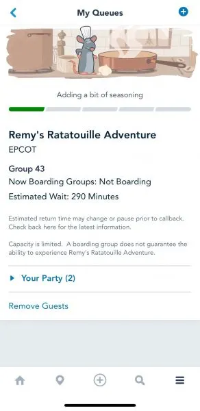 remy's ratatouille adventure virtual queue boarding groups
