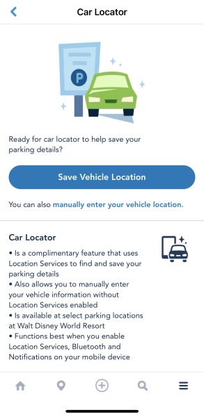 car locator - my disney experience app