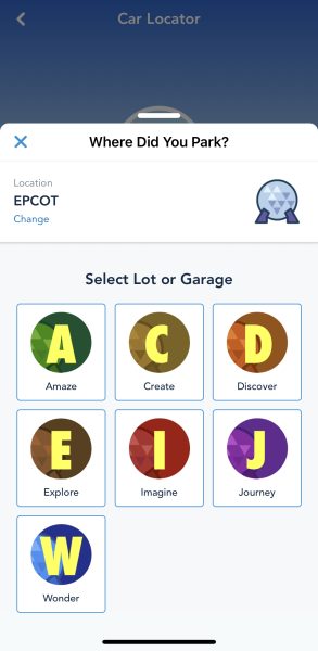 car locator - my disney experience app - epcot