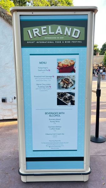 ireland booth menu - epcot food and wine festival