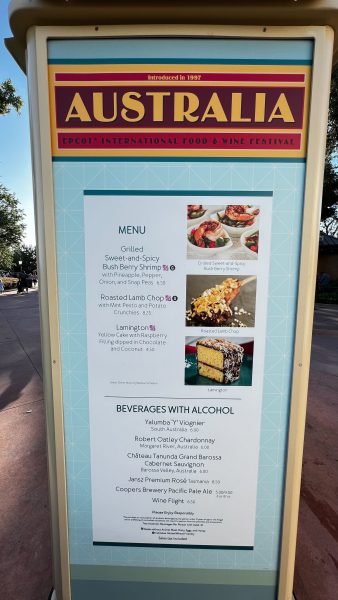 australia booth menu - epcot food and wine festival