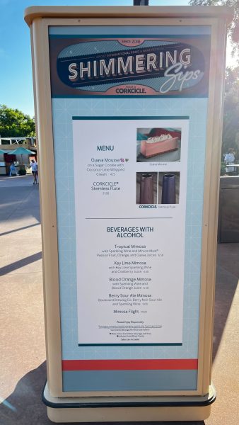 shimmering sips booth menu - epcot food and wine festival
