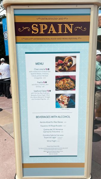 spain booth menu - epcot food and wine festival