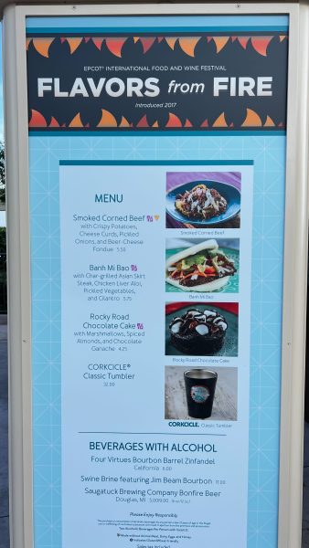 flavors from fire booth menu - epcot food and wine festival