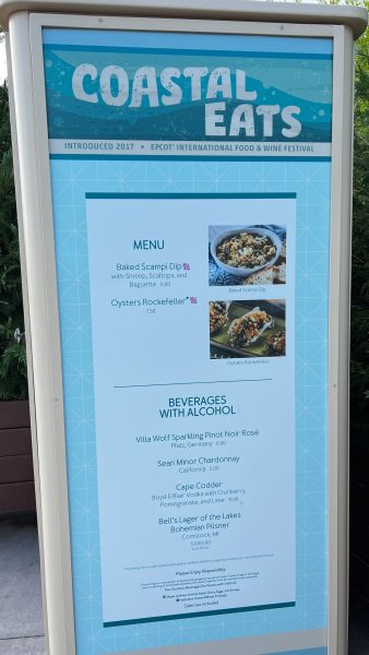 coastal eats booth menu - epcot food and wine festival