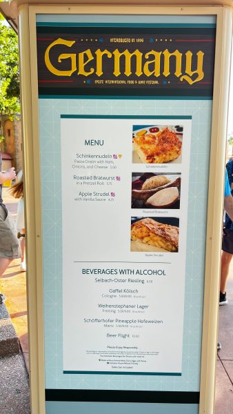 germany booth menu - epcot food and wine festival
