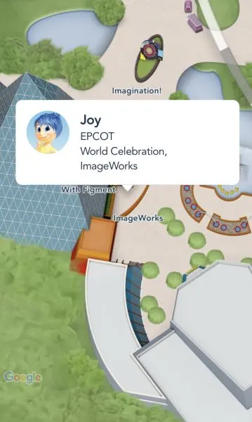 joy - imagination pavilion - my disney experience app