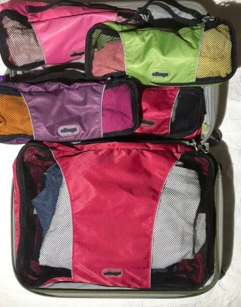 packing cubes in suitcase