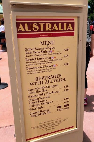 australia booth menu epcot international food and wine festival