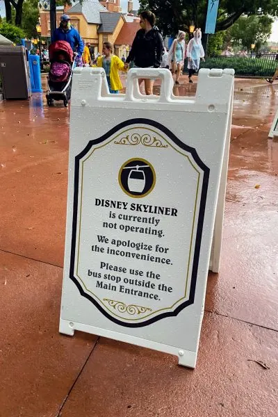 Disney Skyliner weather sign
