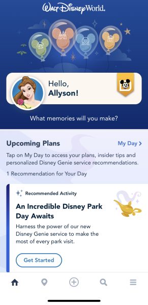 finding family and friends list in my disney experience app