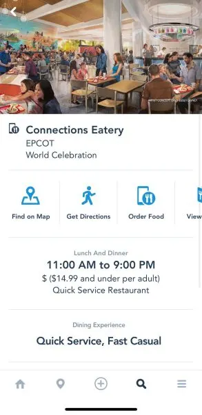 connections eatery - Epcot - mobile order